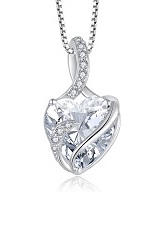 tiny silver heart infinity simulated diamond birthstone baby necklace